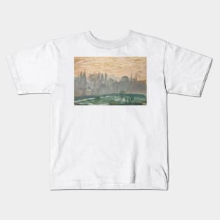 Winter Landscape with Evening Sky by Claude Monet Kids T-Shirt